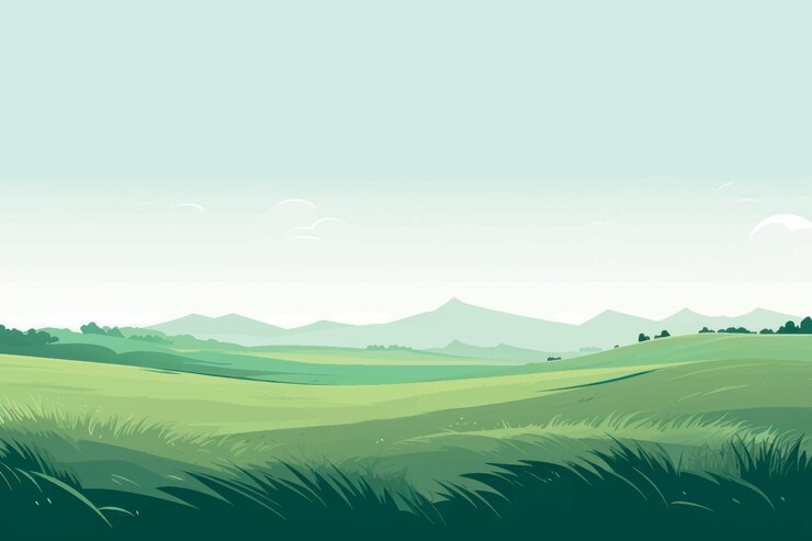 Vector serene green rolling hills landscape