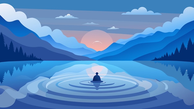 Vector a serene lake with ripples on the surface reflecting the various emotions stirring within an