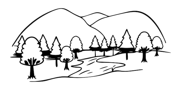 serene landscape drawing