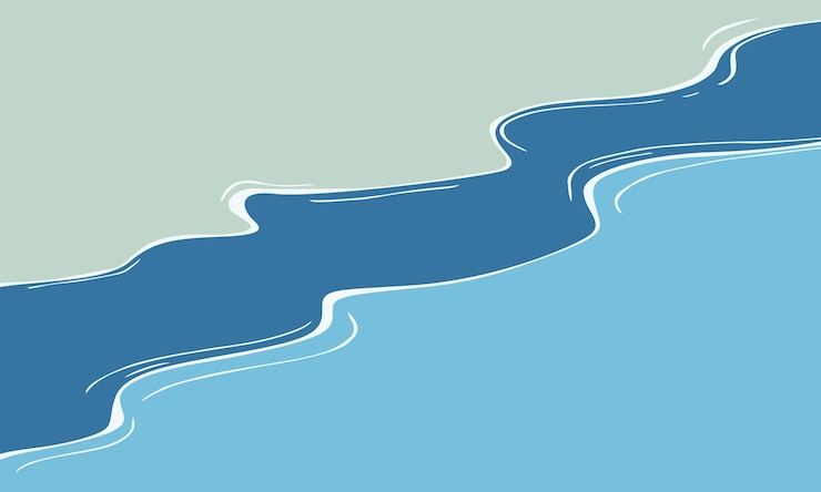 Vector serene landscape with flowing river