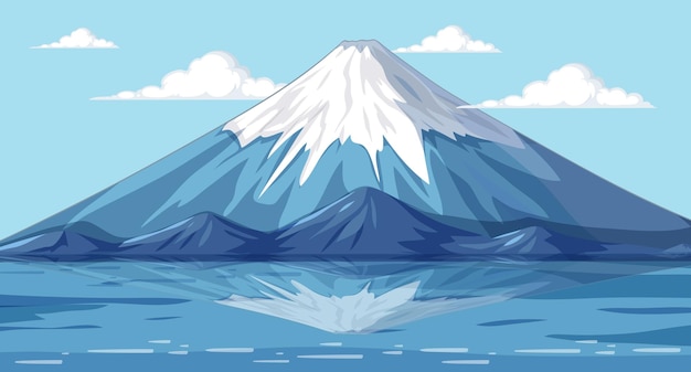 Vector serene mountain and reflective lake