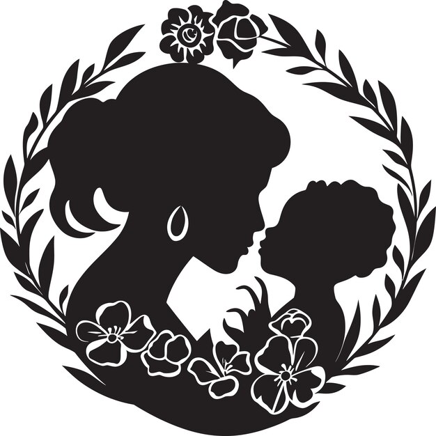 Serene Support Moeder en Kind Ontwerp Eeuwige Bond Moedersdag Logo