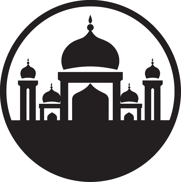 Serene Symmetry Zwarte moskee Vector ArtAbstract Zwarte Schoonheid Moskee Vector Illustratie