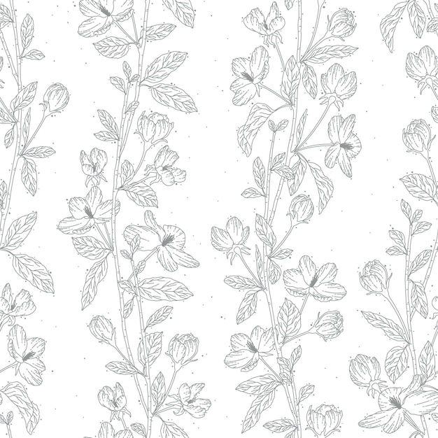 Serie naadloze bloemenpatroonmotief in rustieke bloemen handtekening contourlijn textiel stof