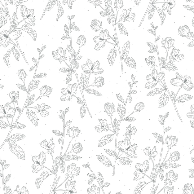 Serie naadloze bloemenpatroonmotief in rustieke bloemen handtekening contourlijn textiel stof