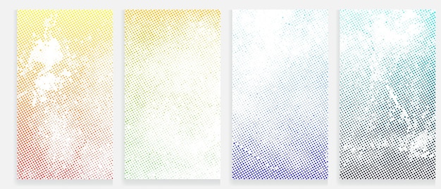 虹色の背景を持つ抽象的な絵画のシリーズ