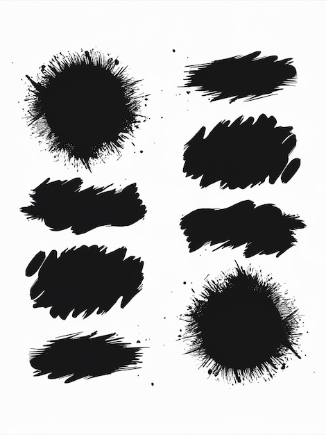 a series of black and white circles with black inks