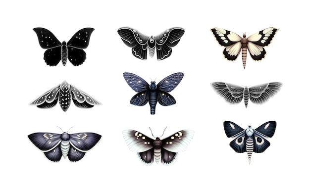 A series of butterflies with the word moth on the bottom.