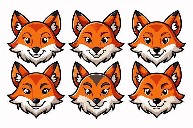 a series of cartoon characters of fox heads