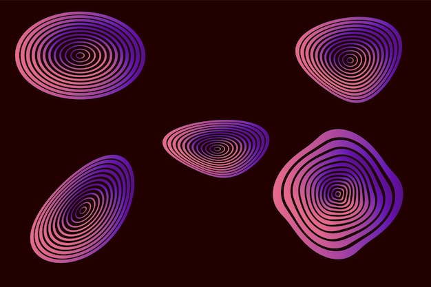 A series of circles with pink and purple lines.