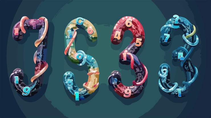 Vector a series of colorful objects with the number 8 on them