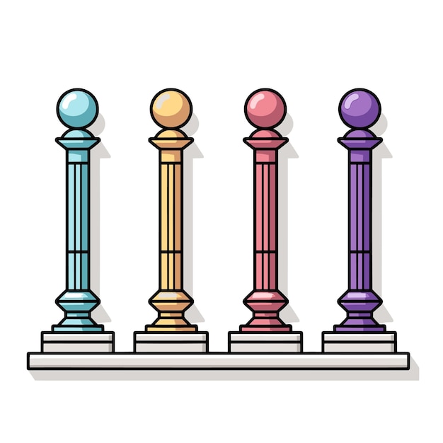 A series of columns with different colors and colors.