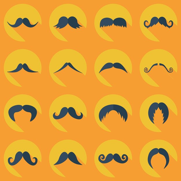 Vector a series of different colored images of moustaches