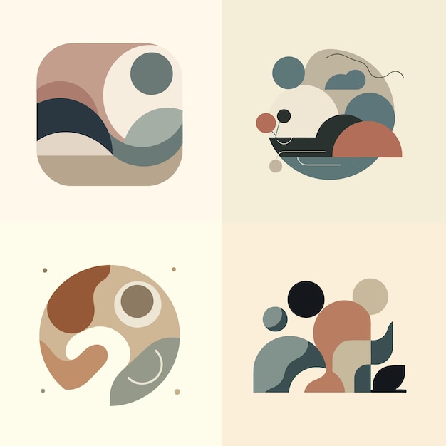 a series of different designs with circles and a person in a boat