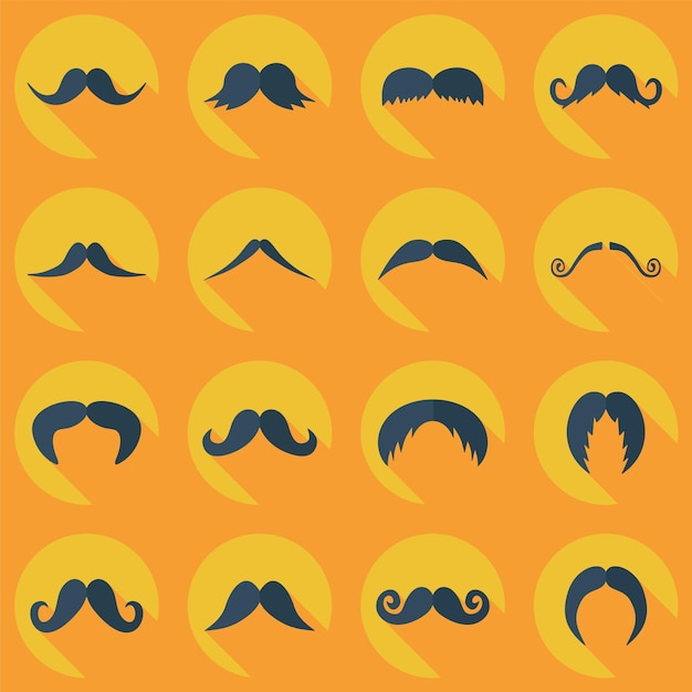 Vector a series of different images of a moustache