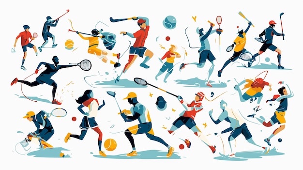Vector a series of drawings of people playing soccer with the words  hockey  on the bottom