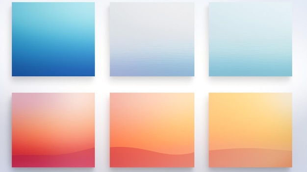 Vector a series of four square tiles with a sunset and mountains in the background