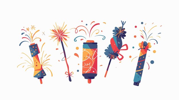 Vector a series of illustrations for the new years eve