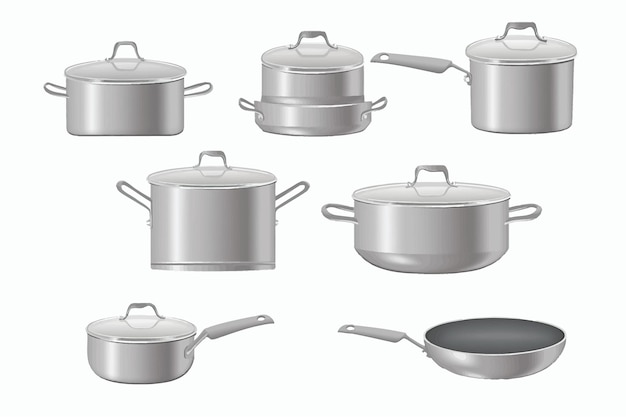 A series of images of different pots and pans.