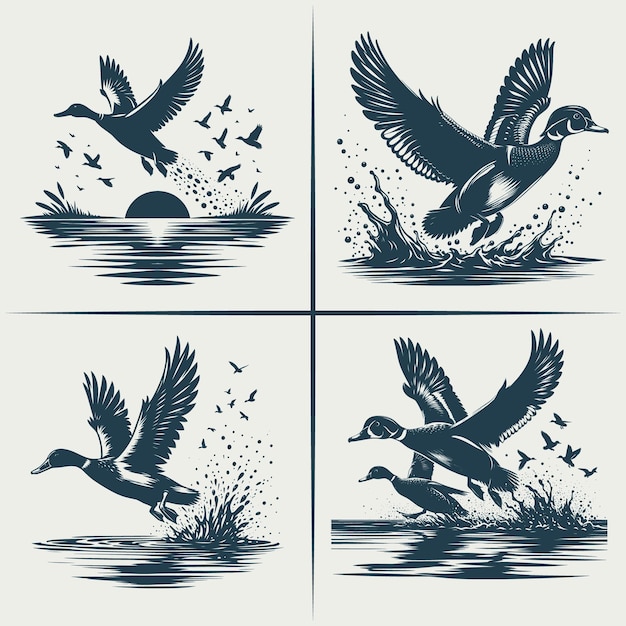 a series of images of ducks flying in the air