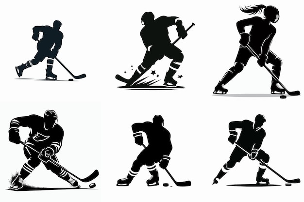 Vector a series of images of hockey players including one being shown