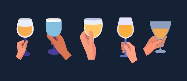 a series of images of people holding wine glasses