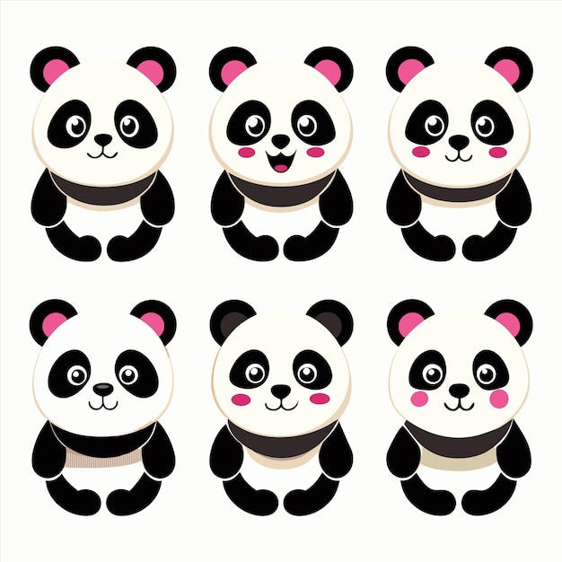 a series of pandas with different pictures of pandas