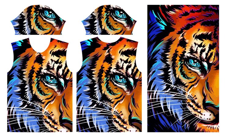 Vector a series of pictures of a tigers face with the colors of the tiger