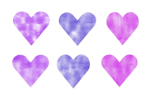 A series of purple and pink hearts with the word love on the bottom.