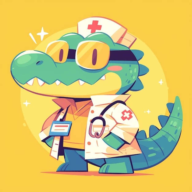 Vector a serious crocodile nurse cartoon style