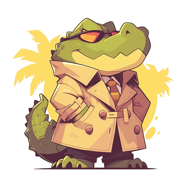 Vector a serious crocodile reporter cartoon style