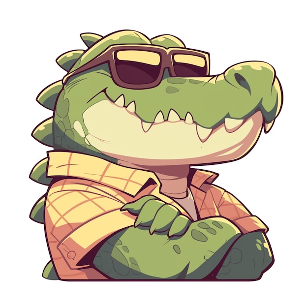 Vector a serious crocodile teacher cartoon style