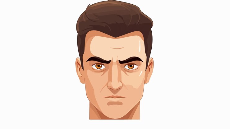 Vector serious looking man head illustration