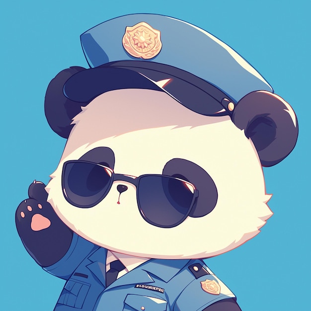 A serious panda police cartoon style