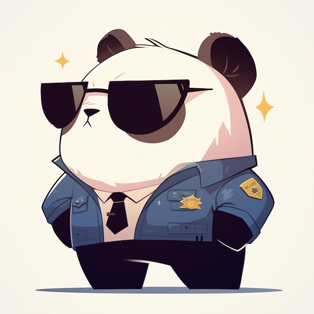 Vector a serious panda police cartoon style