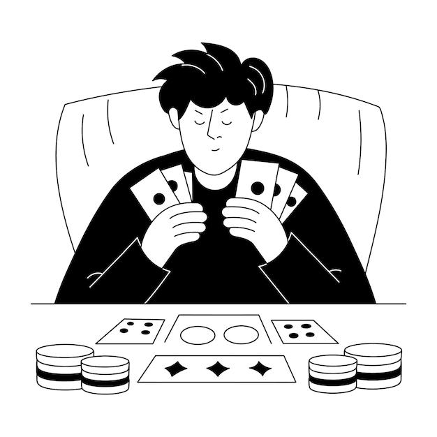 글리프 스타일의 심각한 플레이어 일러스트레이션