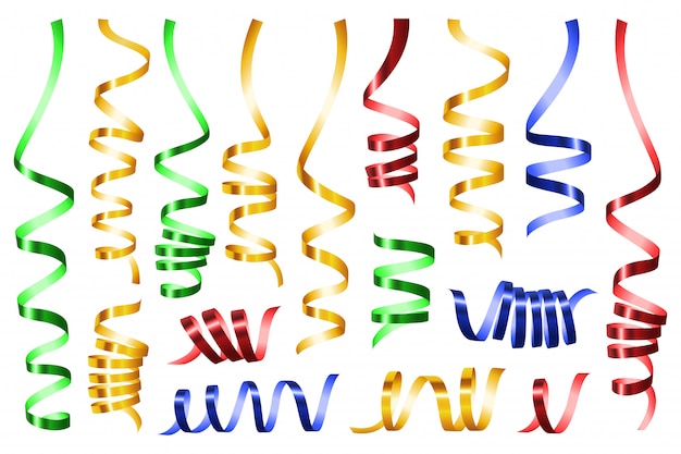 Vector serpentine coil ribbon mockup set