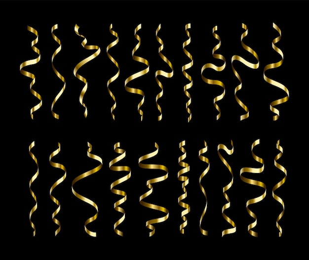 Vettore oro serpentino impostato su sfondo nero nel vettore eps 10