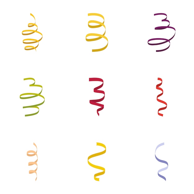 Vector serpentine ribbon icon set, flat style