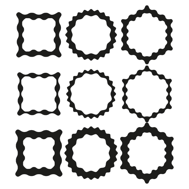 Serrated frame collection Jagged edge shapes Decorative border Vector Ornate line art