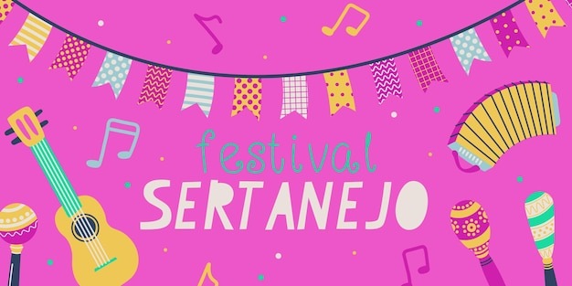 Sertanejo music festival banner Vector illustration