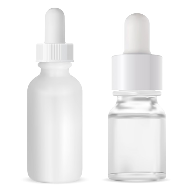 Vector serum dropper vial. cosmetic aroma oil bottle