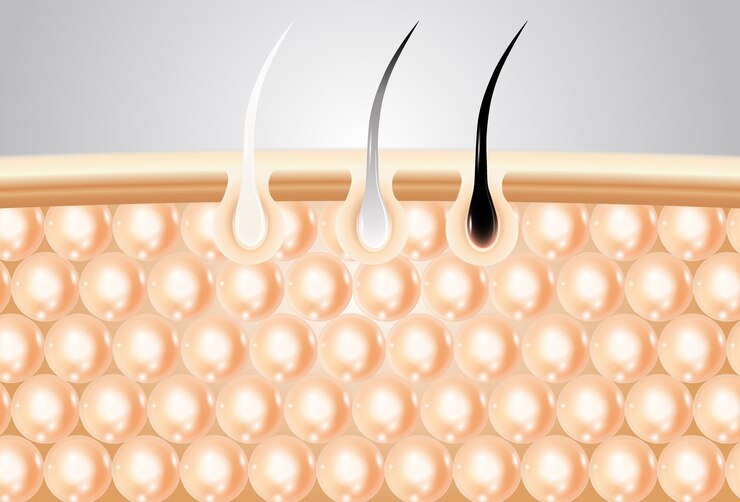 Vector serum repairs changes in hair color from white to black