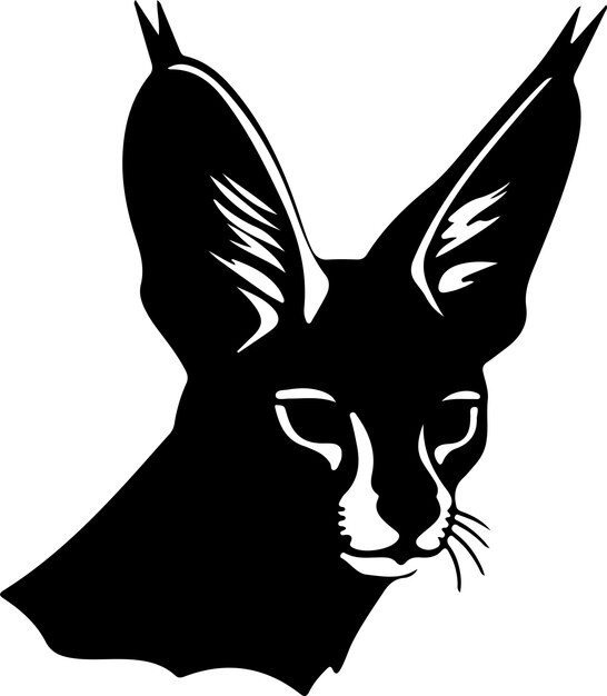 Vector serval black silhouette with transparent background