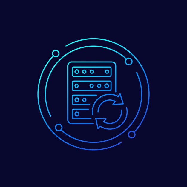 Server back-up icoon lineair ontwerp