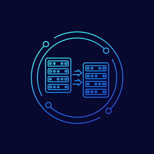 Vector server backup and copy data icon linear design