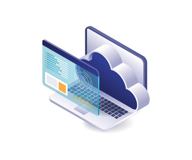 Vettore analisi del cloud del computer server