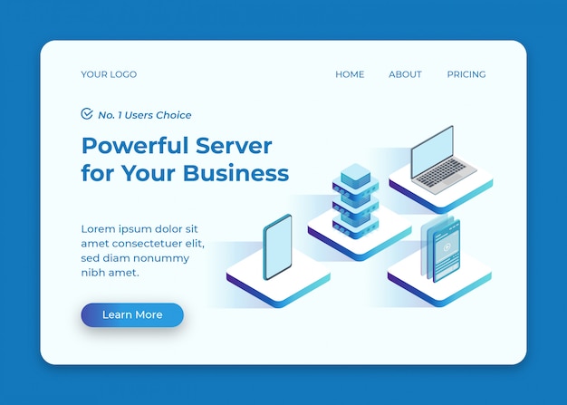 Vector server connected to phone and laptop isometric illustration