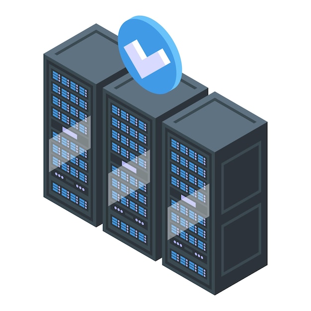 Vector server data application icon isometric vector control form online approve