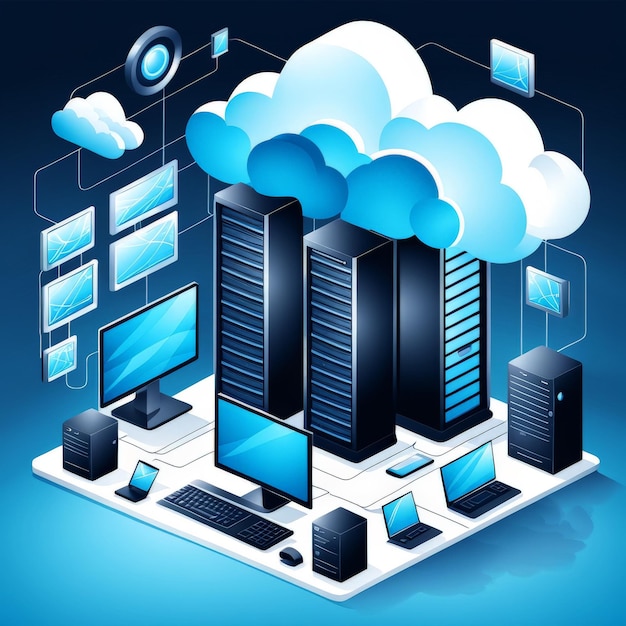 Server data center computer opslag internet cloud computing hosting center 3d rendering